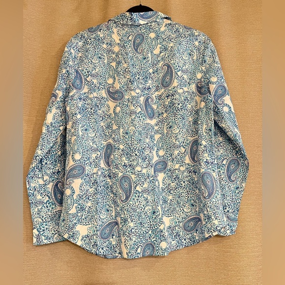 NWT Talbots Paisley cotton  button down shirt - Picture 2 of 10